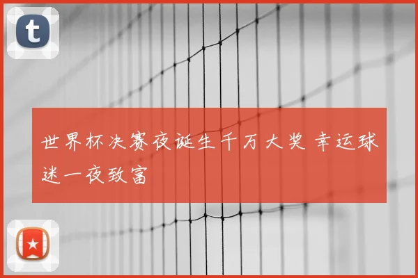 世界杯决赛夜诞生千万大奖 幸运球迷一夜致富
